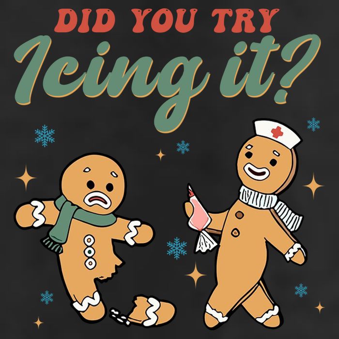 Did You Try Icing It Funny Gingerbread Funny Christmas 7 Panel Mesh Trucker Snapback Hat