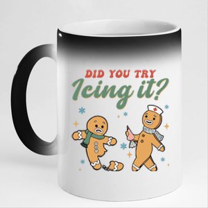 Did You Try Icing It Funny Gingerbread Funny Christmas 11oz Black Color Changing Mug