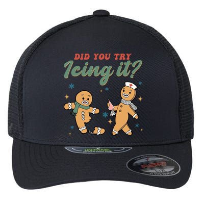 Did You Try Icing It Funny Gingerbread Funny Christmas Flexfit Unipanel Trucker Cap