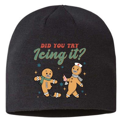 Did You Try Icing It Funny Gingerbread Funny Christmas Sustainable Beanie