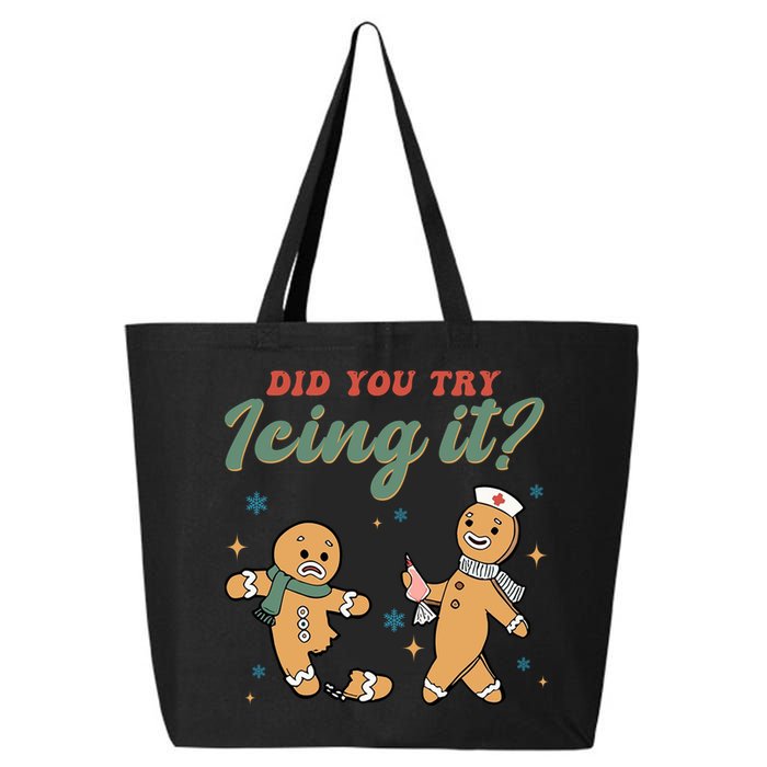 Did You Try Icing It Funny Gingerbread Funny Christmas 25L Jumbo Tote