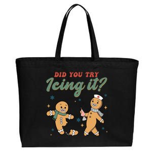 Did You Try Icing It Funny Gingerbread Funny Christmas Cotton Canvas Jumbo Tote