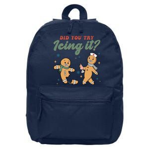 Did You Try Icing It Funny Gingerbread Funny Christmas 16 in Basic Backpack