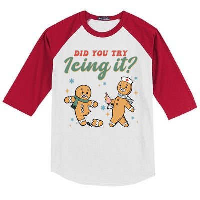 Did You Try Icing It Funny Gingerbread Funny Christmas Kids Colorblock Raglan Jersey