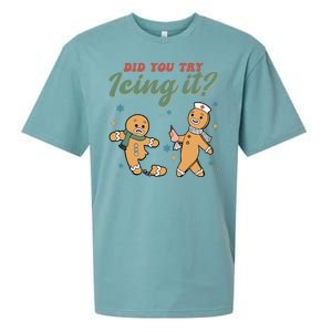 Did You Try Icing It Funny Gingerbread Funny Christmas Sueded Cloud Jersey T-Shirt