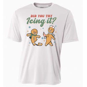 Did You Try Icing It Funny Gingerbread Funny Christmas Cooling Performance Crew T-Shirt