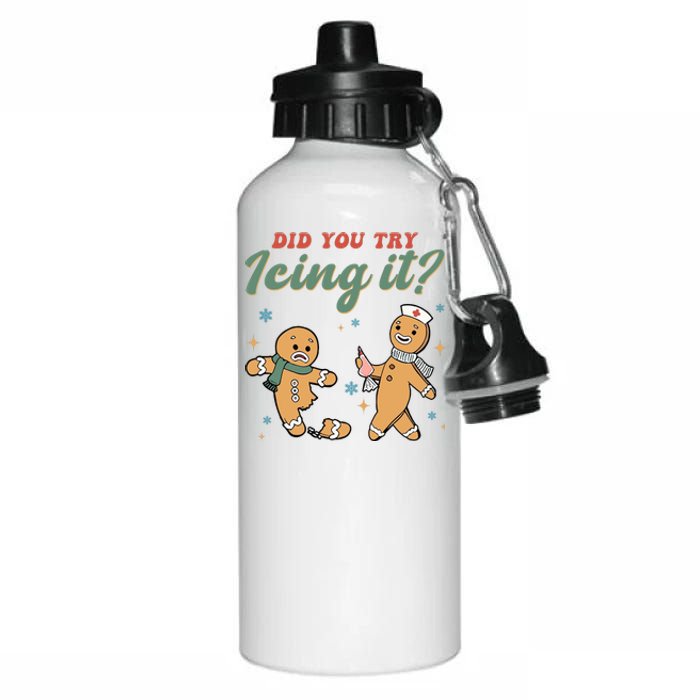 Did You Try Icing It Funny Gingerbread Funny Christmas Aluminum Water Bottle