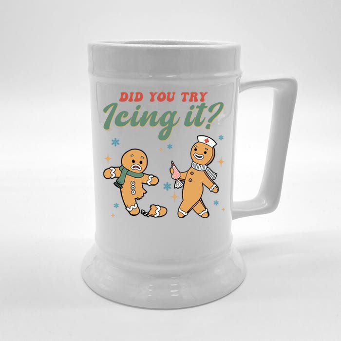 Did You Try Icing It Funny Gingerbread Funny Christmas Beer Stein