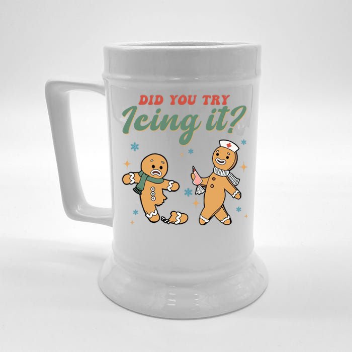 Did You Try Icing It Funny Gingerbread Funny Christmas Beer Stein