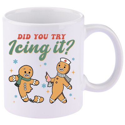 Did You Try Icing It Funny Gingerbread Funny Christmas 11oz C Handle Ceramic Mug