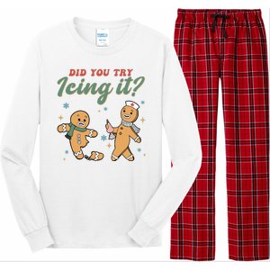 Did You Try Icing It Funny Gingerbread Funny Christmas Long Sleeve Pajama Set