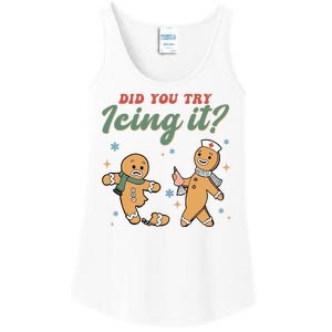 Did You Try Icing It Funny Gingerbread Funny Christmas Ladies Essential Tank