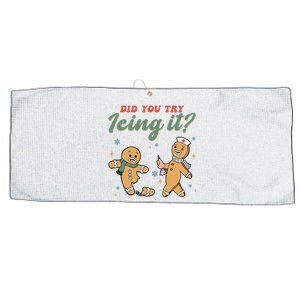 Did You Try Icing It Funny Gingerbread Funny Christmas Large Microfiber Waffle Golf Towel