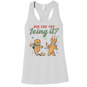 Did You Try Icing It Funny Gingerbread Funny Christmas Women's Racerback Tank