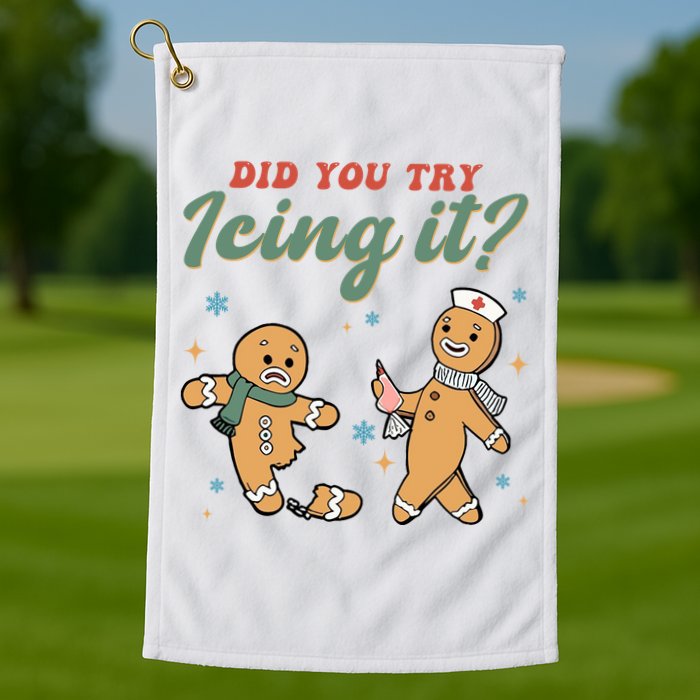 Did You Try Icing It Funny Gingerbread Funny Christmas Golf Towel