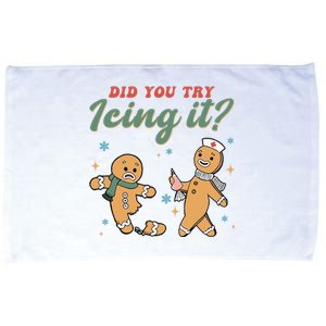 Did You Try Icing It Funny Gingerbread Funny Christmas Microfiber Hand Towel