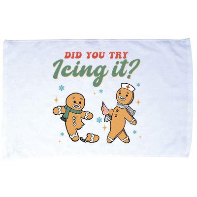 Did You Try Icing It Funny Gingerbread Funny Christmas Microfiber Hand Towel