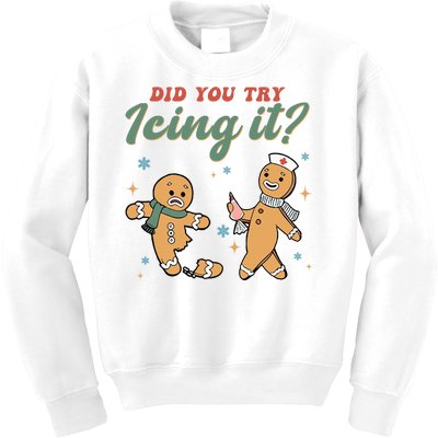 Did You Try Icing It Funny Gingerbread Funny Christmas Kids Sweatshirt