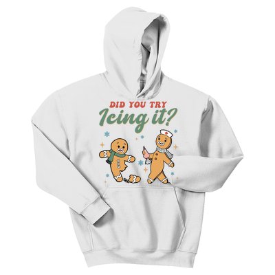 Did You Try Icing It Funny Gingerbread Funny Christmas Kids Hoodie