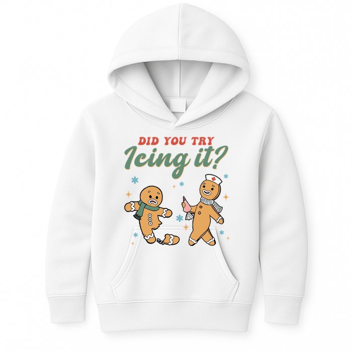 Did You Try Icing It Funny Gingerbread Funny Christmas Kids Hoodie