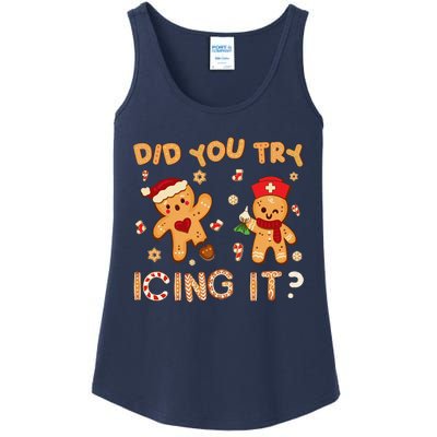 Did You Try Icing It Christmas School Nurse Emergency Nurse Ladies Essential Tank