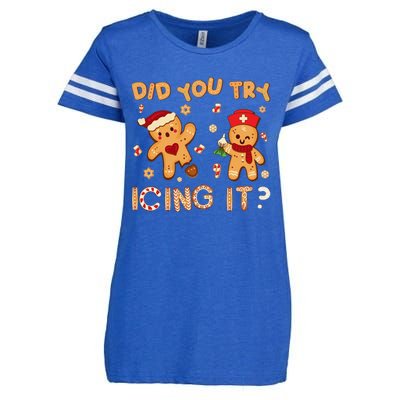 Did You Try Icing It Christmas School Nurse Emergency Nurse Enza Ladies Jersey Football T-Shirt