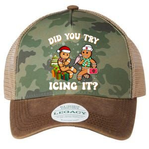 Did You Try Icing It Funny Christmas Gingerbread Nurse Squad Cool Gift Legacy Tie Dye Trucker Hat