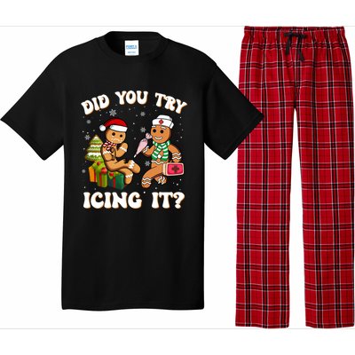 Did You Try Icing It Funny Christmas Gingerbread Nurse Squad Cool Gift Pajama Set