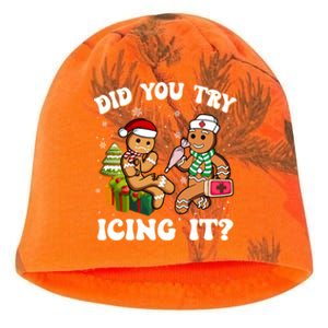 Did You Try Icing It Funny Christmas Gingerbread Nurse Squad Cool Gift Kati - Camo Knit Beanie