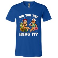 Did You Try Icing It Funny Christmas Gingerbread Nurse Squad Cool Gift V-Neck T-Shirt