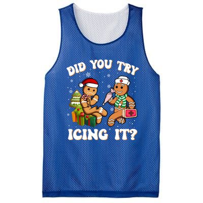 Did You Try Icing It Funny Christmas Gingerbread Nurse Squad Cool Gift Mesh Reversible Basketball Jersey Tank