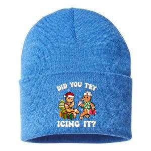 Did You Try Icing It Funny Christmas Gingerbread Nurse Squad Cool Gift Sustainable Knit Beanie