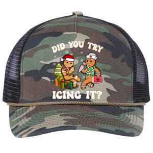 Did You Try Icing It Funny Christmas Gingerbread Nurse Squad Cool Gift Retro Rope Trucker Hat Cap