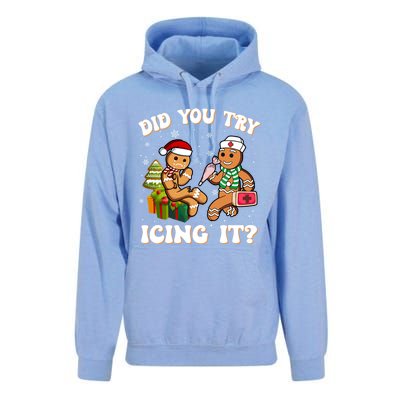 Did You Try Icing It Funny Christmas Gingerbread Nurse Squad Cool Gift Unisex Surf Hoodie