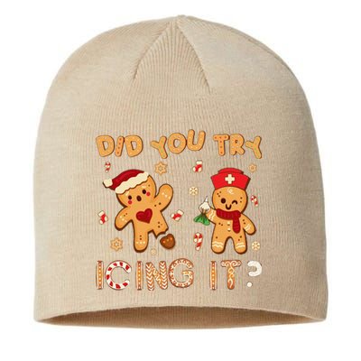 Did You Try Icing It Christmas School Nurse Emergency Nurse Sustainable Beanie