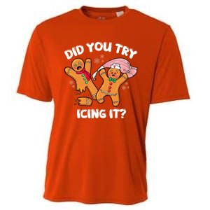 Did You Try Icing It Funny Christmas Nurse Gingerbread Gift Cooling Performance Crew T-Shirt