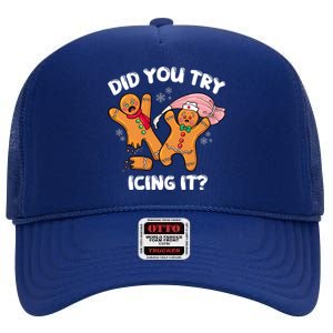 Did You Try Icing It Funny Christmas Nurse Gingerbread Gift High Crown Mesh Back Trucker Hat