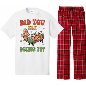 Did You Try Icing It Gingerbread Nurse Funny Christmas Pajama Set