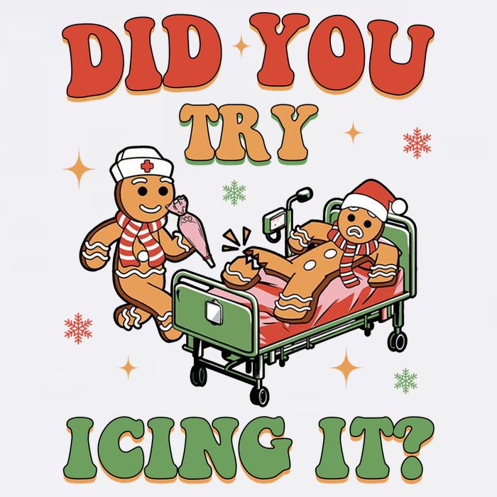 Did You Try Icing It Gingerbread Nurse Funny Christmas Flatbill Hat