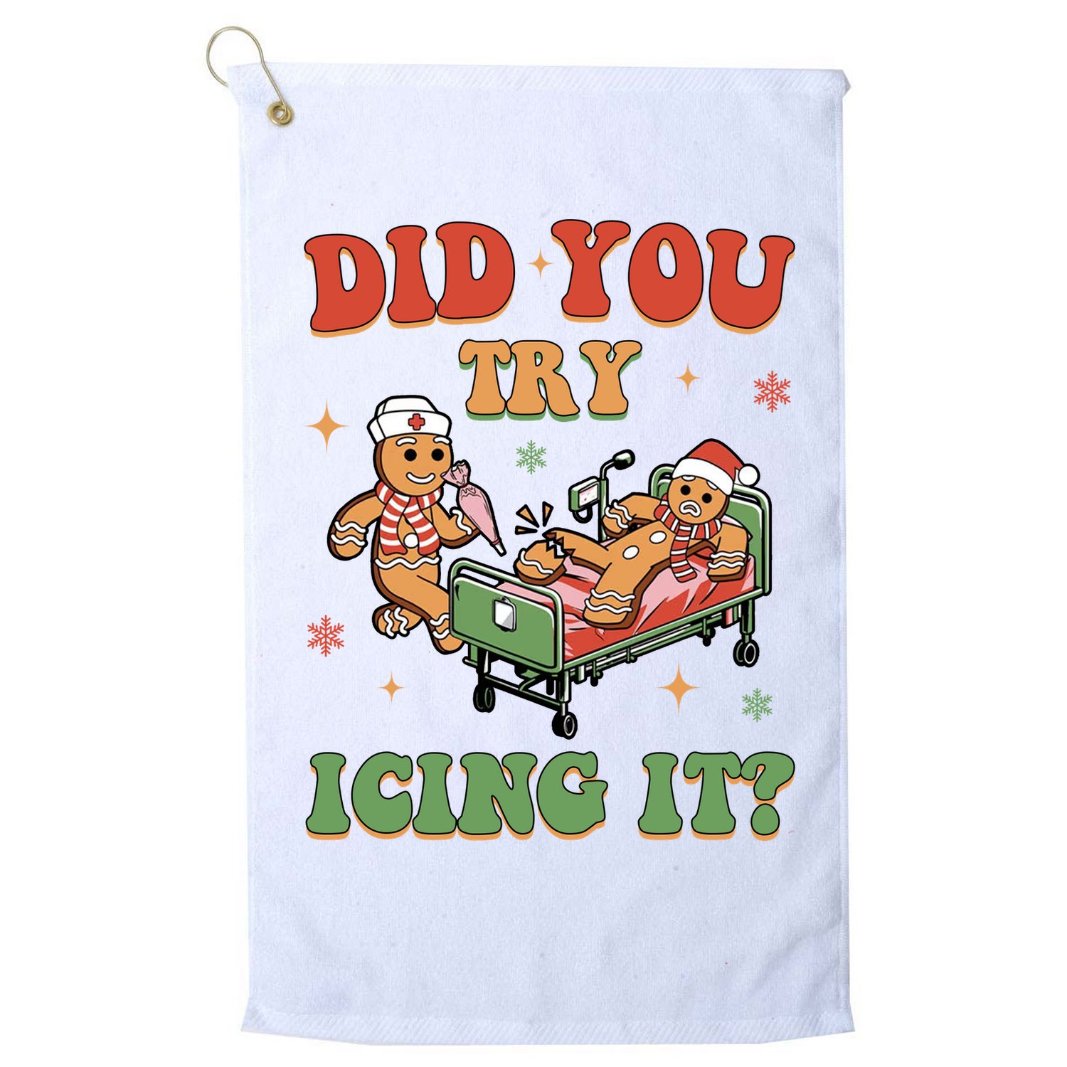 Did You Try Icing It Gingerbread Nurse Funny Christmas Golf Towel