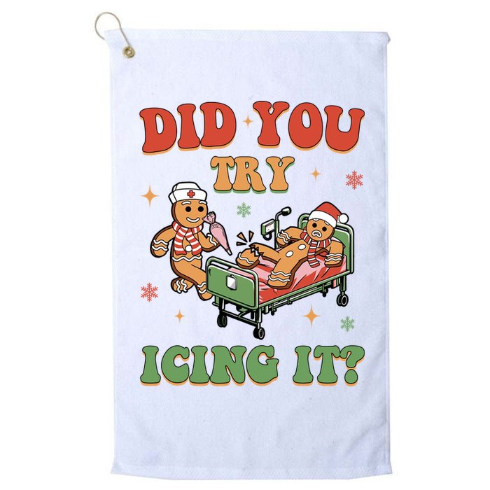Did You Try Icing It Gingerbread Nurse Funny Christmas Golf Towel