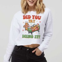 Did You Try Icing It Gingerbread Nurse Funny Christmas Cropped Pullover Crew