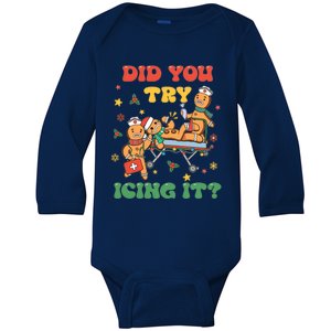 Did You Try Icing It Emergency Christmas Gingerbread Gift Baby Long Sleeve Bodysuit