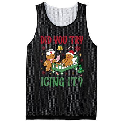 Did You Try Icing It Nurse Funny Gingerbread Man Christmas Mesh Reversible Basketball Jersey Tank