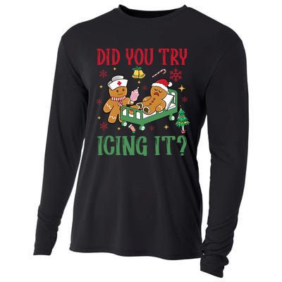 Did You Try Icing It Nurse Funny Gingerbread Man Christmas Cooling Performance Long Sleeve Crew