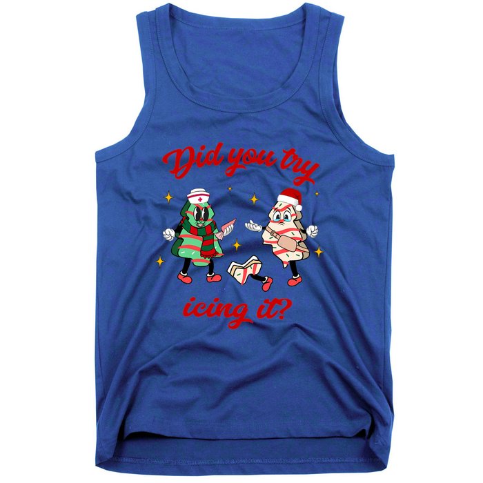 Did You Try Icing It School Nurse Christmas Tree Cake Gift Tank Top