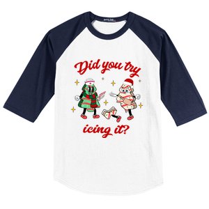 Did You Try Icing It School Nurse Christmas Tree Cake Gift Baseball Sleeve Shirt