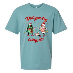 Did You Try Icing It School Nurse Christmas Tree Cake Gift Sueded Cloud Jersey T-Shirt