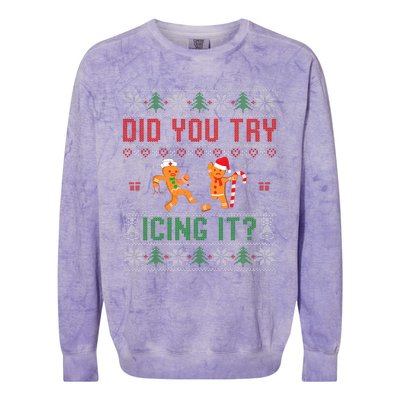 Did You Try Icing It Funny Nurse Ugly Christmas Sweater  Colorblast Crewneck Sweatshirt