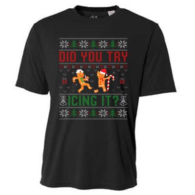 Did You Try Icing It Funny Nurse Ugly Christmas Sweater  Cooling Performance Crew T-Shirt